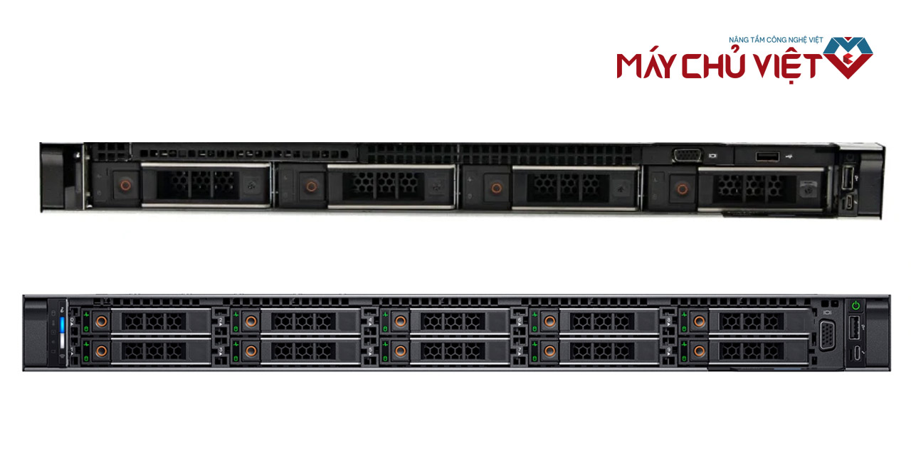 Hai phiên bản mặt trước của Dell PowerEdge R440