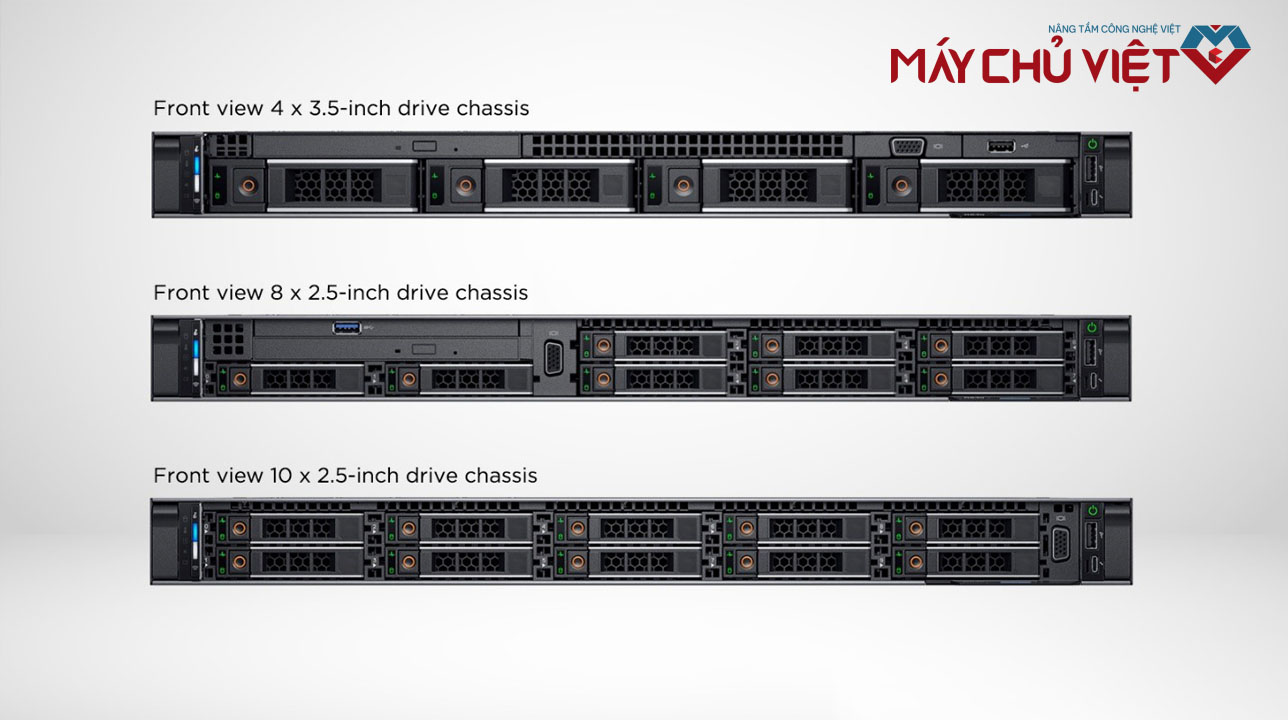 3 phiên bản mặt trước của Dell PowerEdge R640