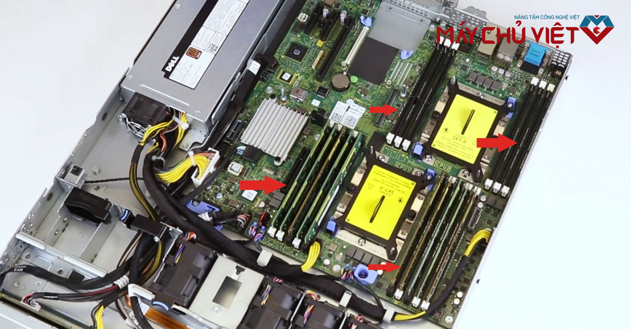 Các khe cắm RAM trên Dell R440