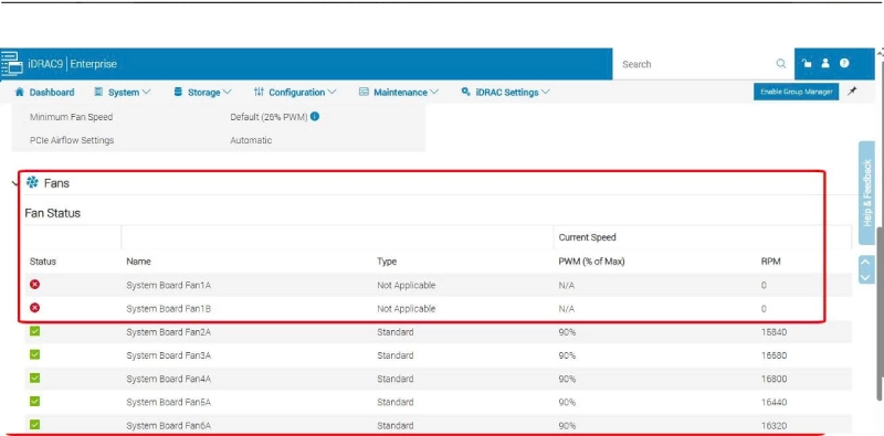 Nếu một hoặc nhiều quạt không đạt tiêu chuẩn, hệ thống báo lỗi ngay.